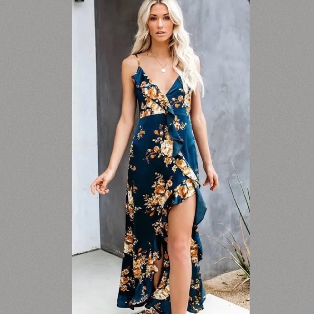 VICI Floral Slit Maxi Dress